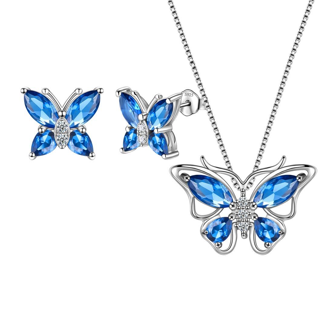 Butterfly Jewelry Set Birthstone September Sapphire - Jewelry Set - Aurora Tears