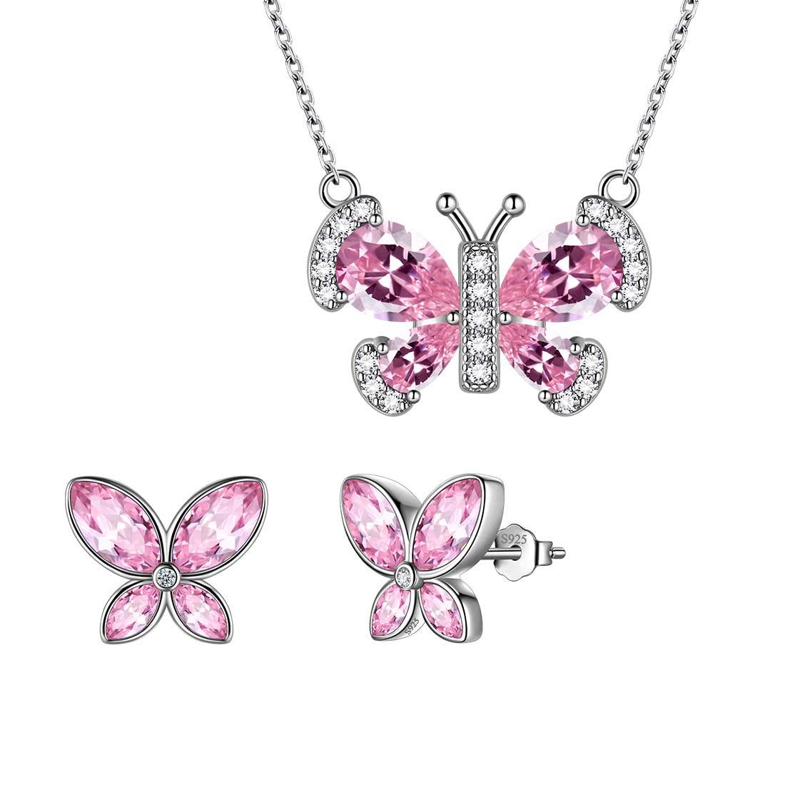 Butterfly Birthstone October Tourmaline Jewelry Set 3PCS - Jewelry Set - Aurora Tears