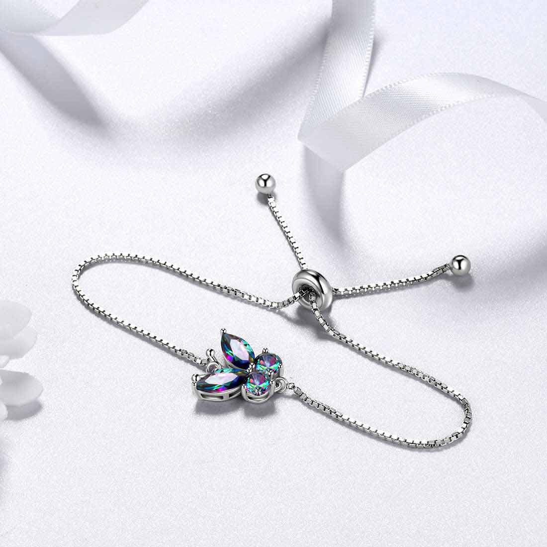 Butterfly Mystic Rainbow Topaz Bracelet Sterling Silver - Bracelet - Aurora Tears Jewelry