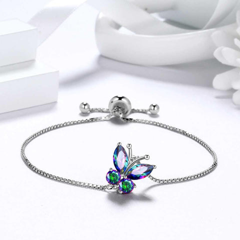 Butterfly Mystic Rainbow Topaz Bracelet Sterling Silver - Bracelet - Aurora Tears Jewelry