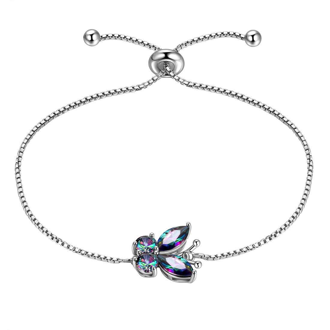 Butterfly Mystic Rainbow Topaz Bracelets Sterling Silver-Aurora Tears Jewelry