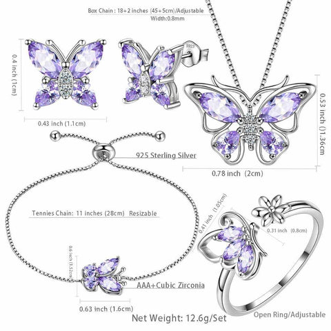 Butterfly Birthstone June Alexandrite Jewelry Set 5PCS - Jewelry Set - Aurora Tears