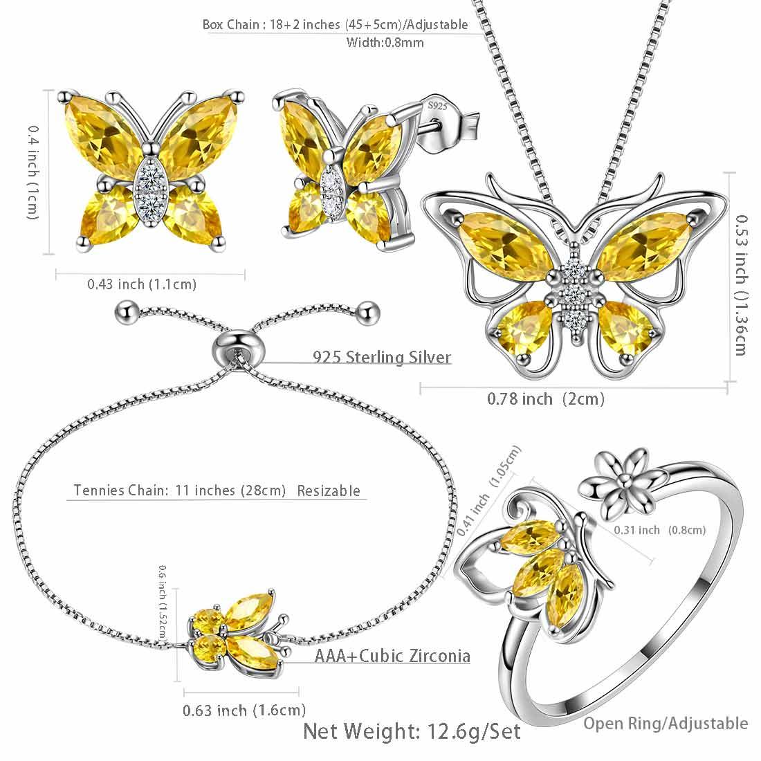 Butterfly Birthstone November Citrine Jewelry Set 5PCS - Jewelry Set - Aurora Tears