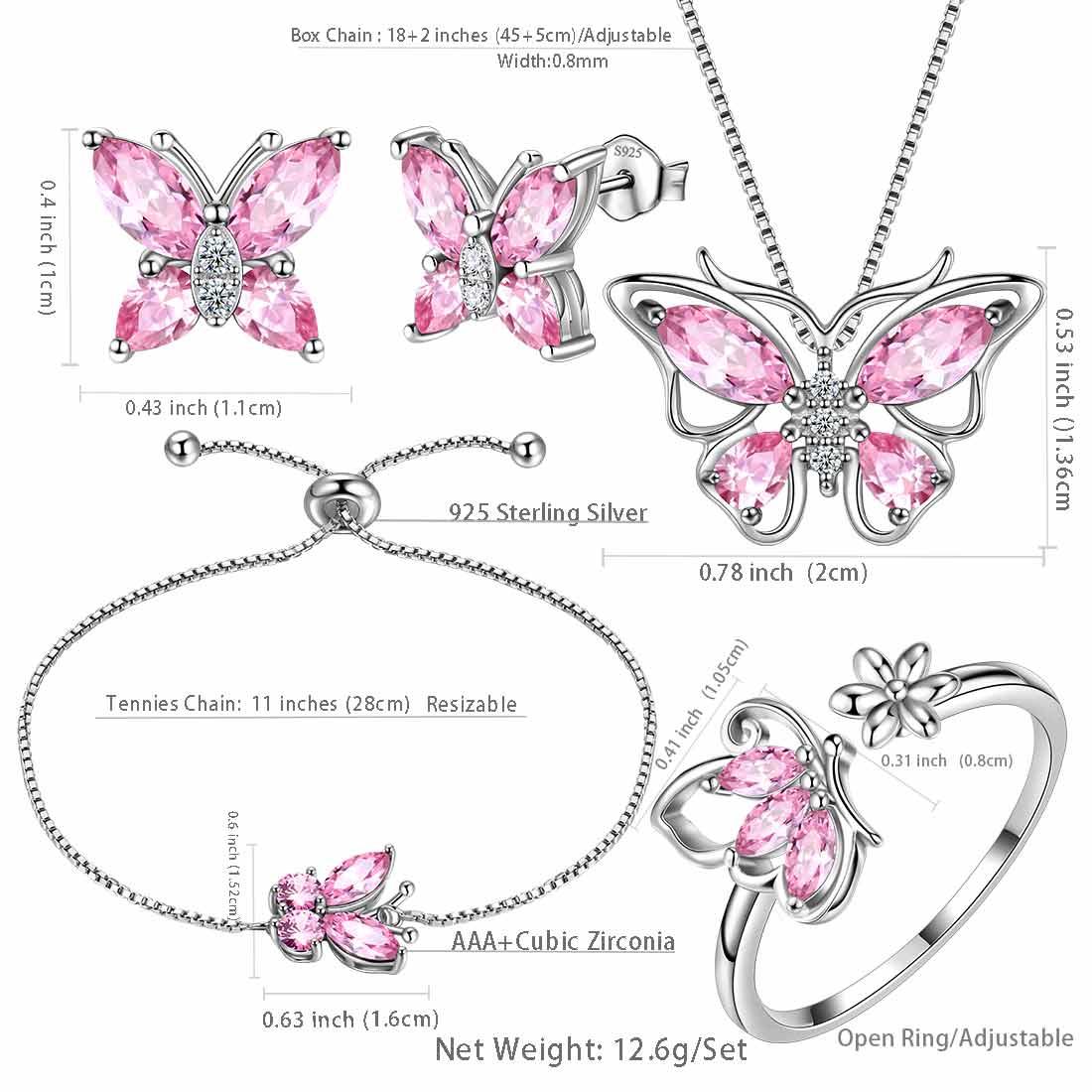 Butterfly Birthstone October Tourmaline Jewelry Set 5PCS - Jewelry Set - Aurora Tears