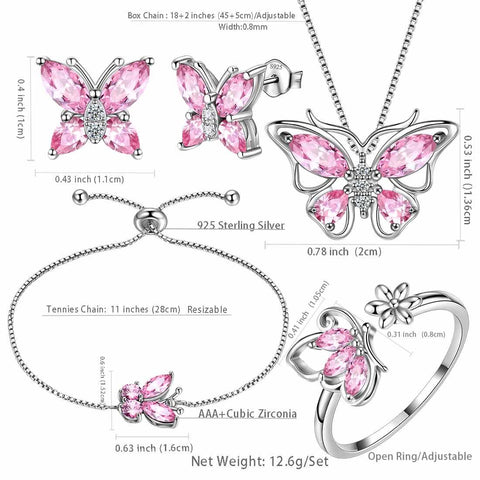 Butterfly Birthstone October Tourmaline Jewelry Set 5PCS - Jewelry Set - Aurora Tears