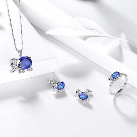 Women Elephant Jewelry Sets 4PCS Sterling Silver - Jewelry Set - Aurora Tears Jewelry