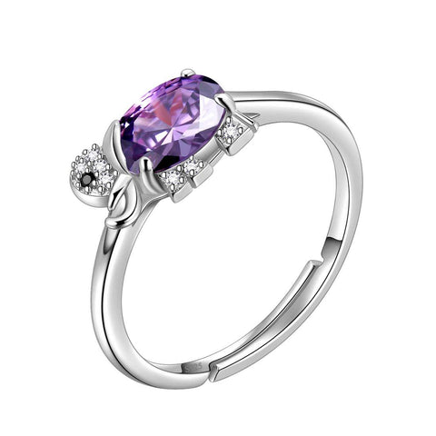Elephant Necklace Earrings Ring Jewelry Purple February Birthstone - Jewelry Set - Aurora Tears Jewelry