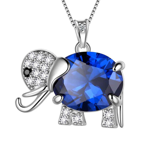 Elephant Necklace Earrings Ring Jewelry Blue September Birthstone - Jewelry Set - Aurora Tears Jewelry