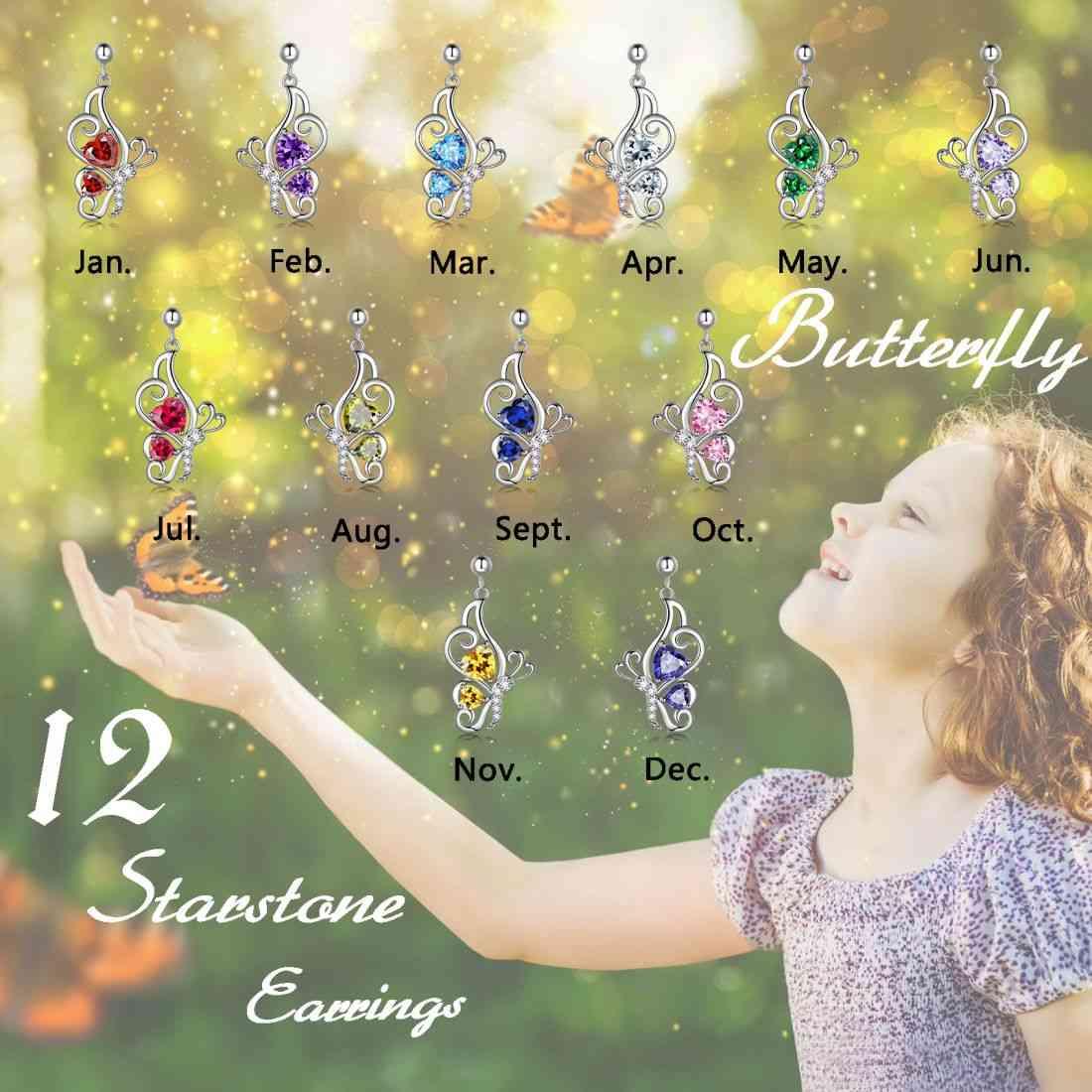 Butterfly Birthstone September Sapphire Earrings Sterling Silver - Earrings - Aurora Tears