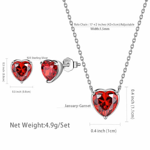 Women Hearts Jewelry Sets 3PCS Sterling Silver Aurora Tears Jewelry