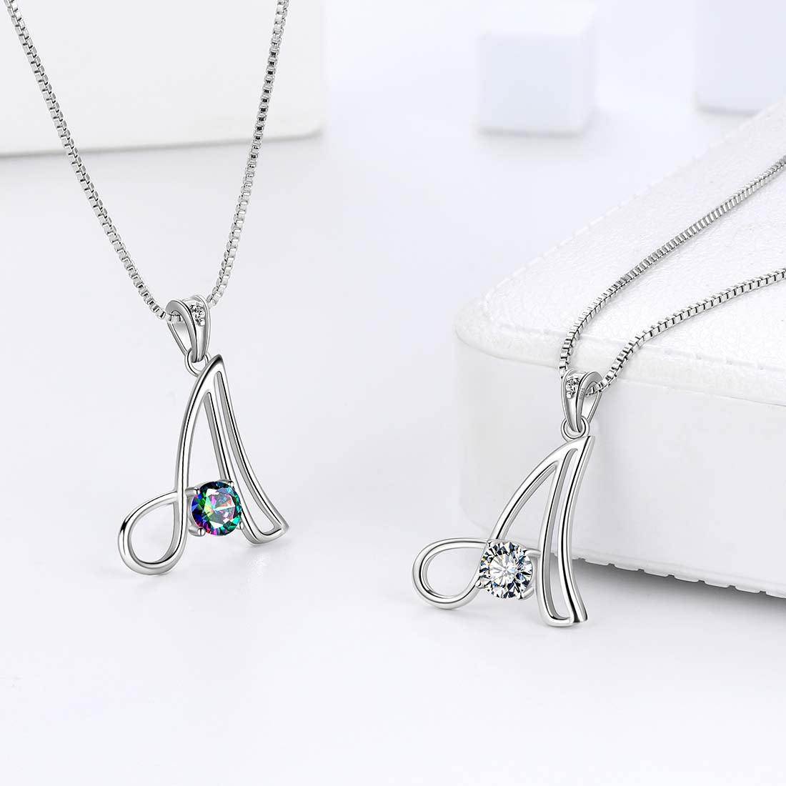 Women Letter A Initial Necklaces Sterling Silver Aurora Tears Jewelry