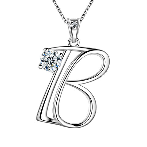 Women Letter B Initial Necklaces Sterling Silver - Necklaces - Aurora Tears Jewelry