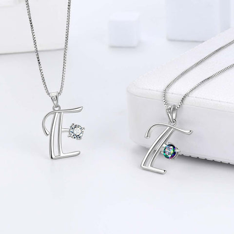 Women Letter E Initial Necklaces Sterling Silver Aurora Tears Jewelry