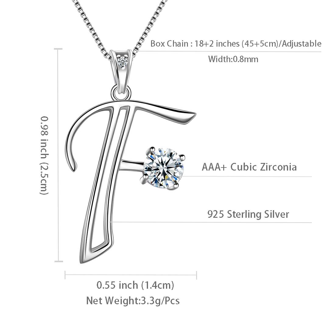 Women Letter F Initial Necklaces Sterling Silver - Necklaces - Aurora Tears Jewelry