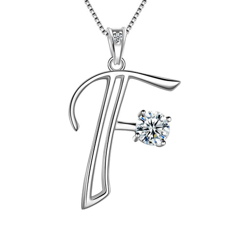 Women Letter F Initial Necklaces Sterling Silver - Necklaces - Aurora Tears Jewelry