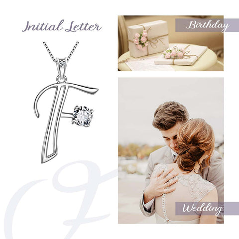 Women Letter F Initial Necklaces Sterling Silver - Necklaces - Aurora Tears Jewelry