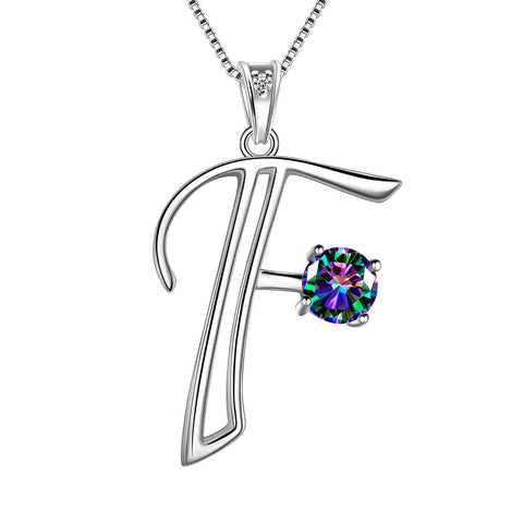 Women Letter F Initial Necklaces Sterling Silver - Necklaces - Aurora Tears Jewelry