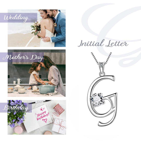 Women Letter G Initial Necklaces Sterling Silver - Necklaces - Aurora Tears Jewelry