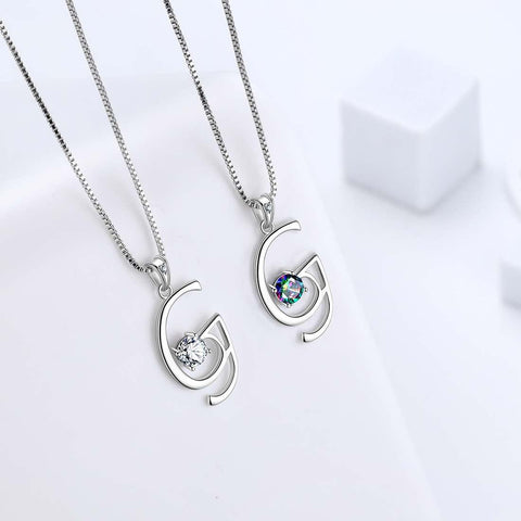 Women Letter G Initial Necklaces Sterling Silver Aurora Tears Jewelry