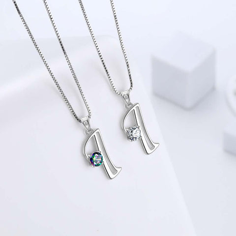 Women Letter I Initial Necklaces Sterling Silver Aurora Tears Jewelry