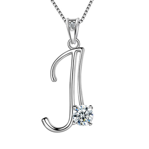 Women Letter J Initial Necklaces Sterling Silver - Necklaces - Aurora Tears Jewelry