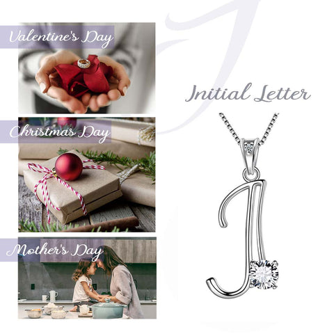 Women Letter J Initial Necklaces Sterling Silver - Necklaces - Aurora Tears Jewelry