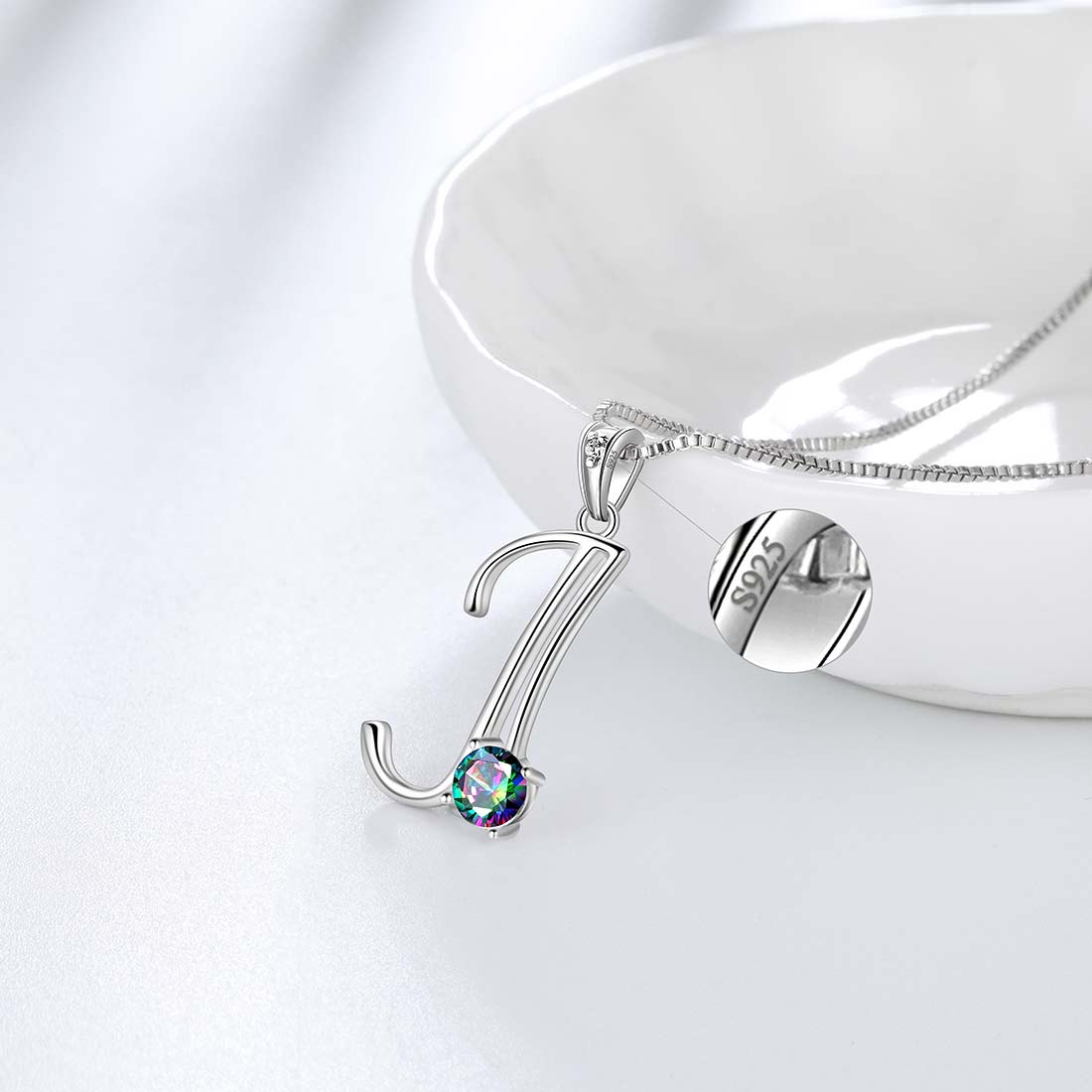 Women Letter J Initial Necklaces Sterling Silver - Necklaces - Aurora Tears Jewelry