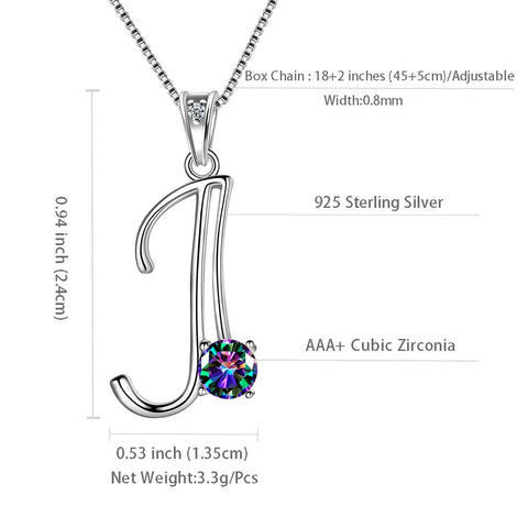 Women Letter J Initial Necklaces Sterling Silver - Necklaces - Aurora Tears Jewelry
