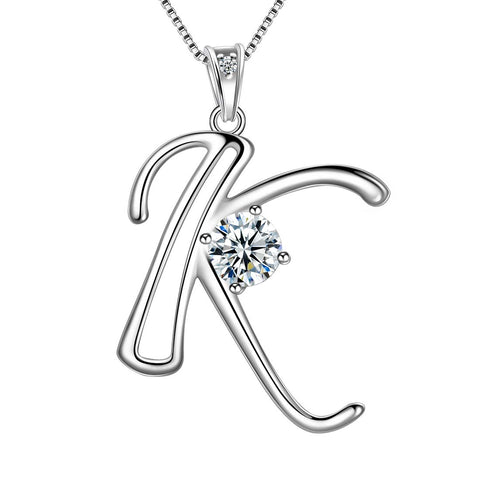 Women Letter K Initial Necklaces Sterling Silver - Necklaces - Aurora Tears Jewelry
