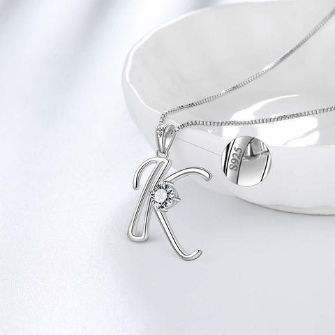 Women Letter K Initial Necklaces Sterling Silver - Necklaces - Aurora Tears Jewelry