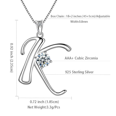 Women Letter K Initial Necklaces Sterling Silver - Necklaces - Aurora Tears Jewelry