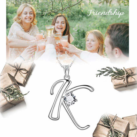 Women Letter K Initial Necklaces Sterling Silver - Necklaces - Aurora Tears Jewelry