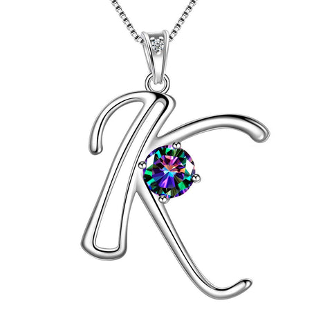 Women Letter K Initial Necklaces Sterling Silver - Necklaces - Aurora Tears Jewelry