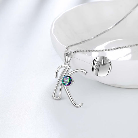 Women Letter K Initial Necklaces Sterling Silver - Necklaces - Aurora Tears Jewelry