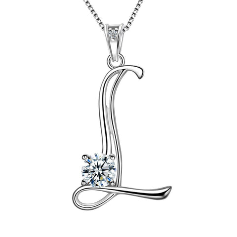 Women Letter L Initial Necklaces Sterling Silver - Necklaces - Aurora Tears Jewelry