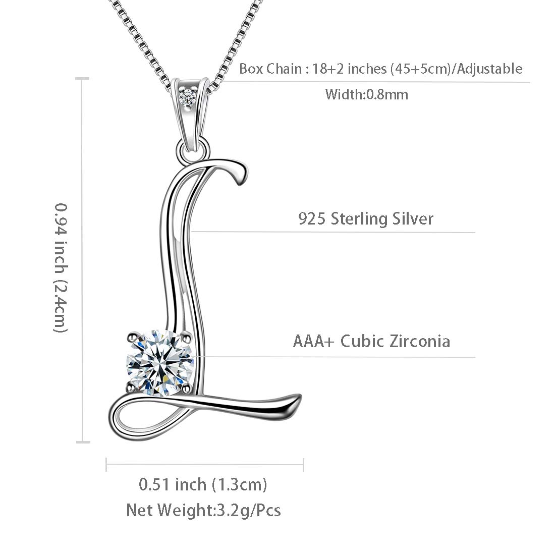 Women Letter L Initial Necklaces Sterling Silver - Necklaces - Aurora Tears Jewelry