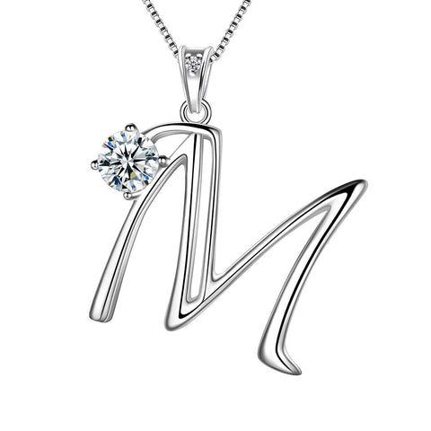 Women Letter M Initial Necklaces Sterling Silver - Necklaces - Aurora Tears Jewelry