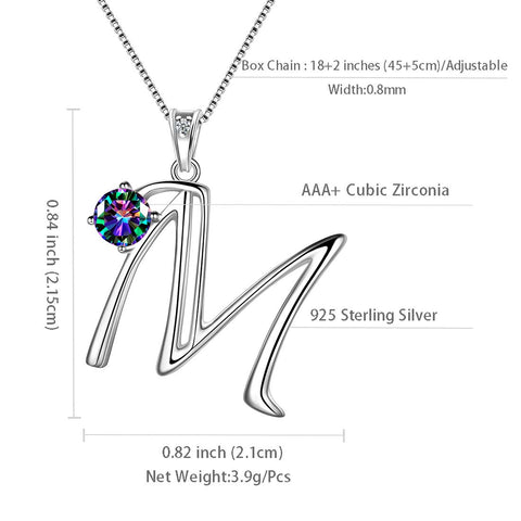 Women Letter M Initial Necklaces Sterling Silver - Necklaces - Aurora Tears Jewelry