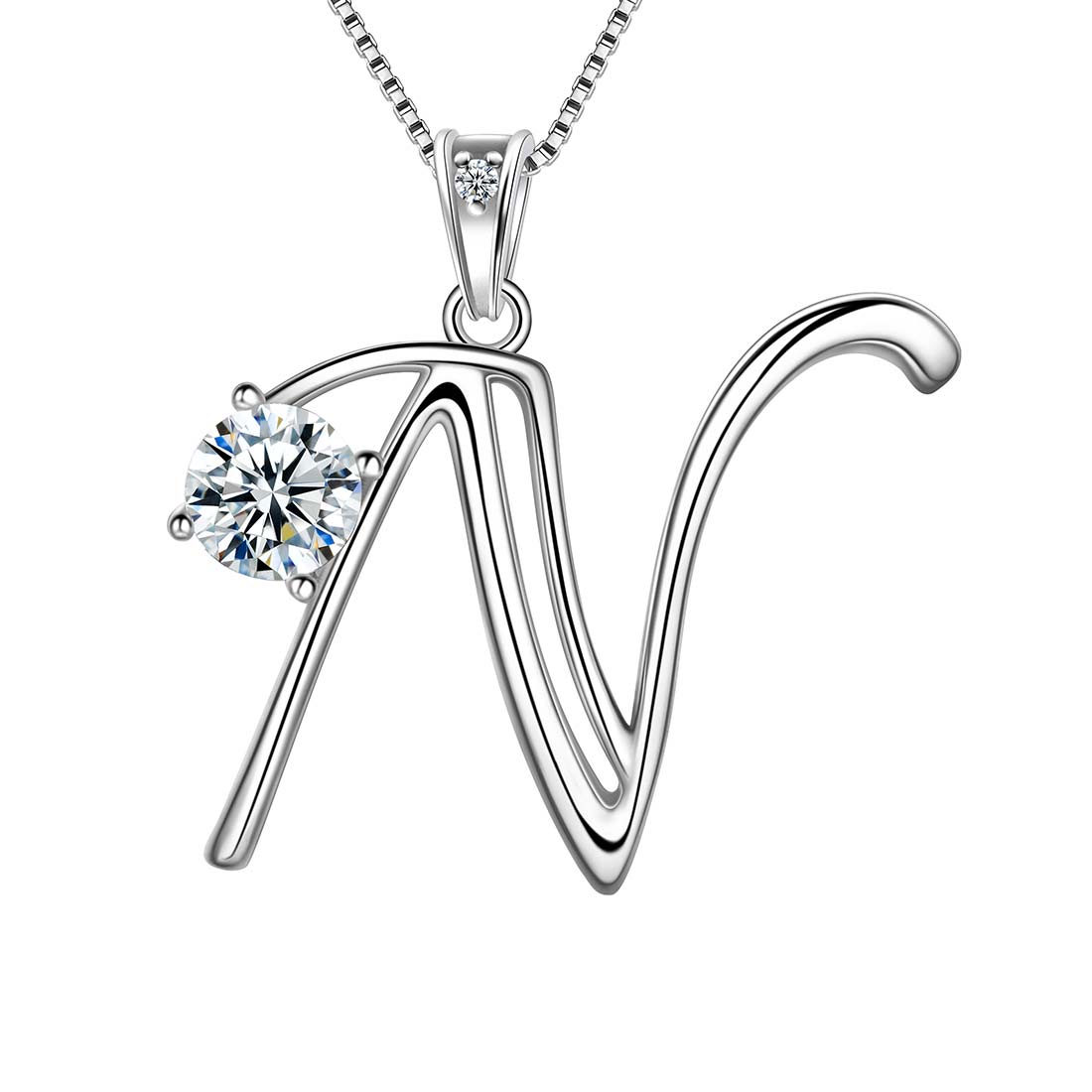 Women Letter N Initial Necklaces Sterling Silver - Necklaces - Aurora Tears Jewelry