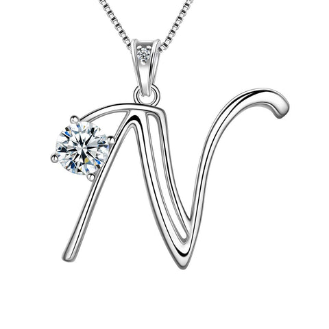 Women Letter N Initial Necklaces Sterling Silver - Necklaces - Aurora Tears Jewelry