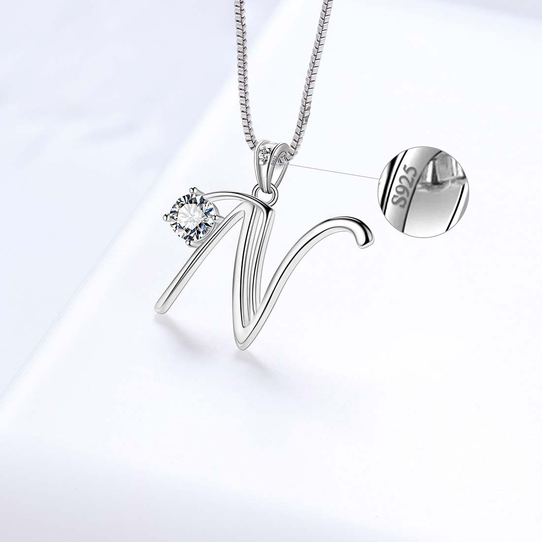 Women Letter N Initial Necklaces Sterling Silver - Necklaces - Aurora Tears Jewelry