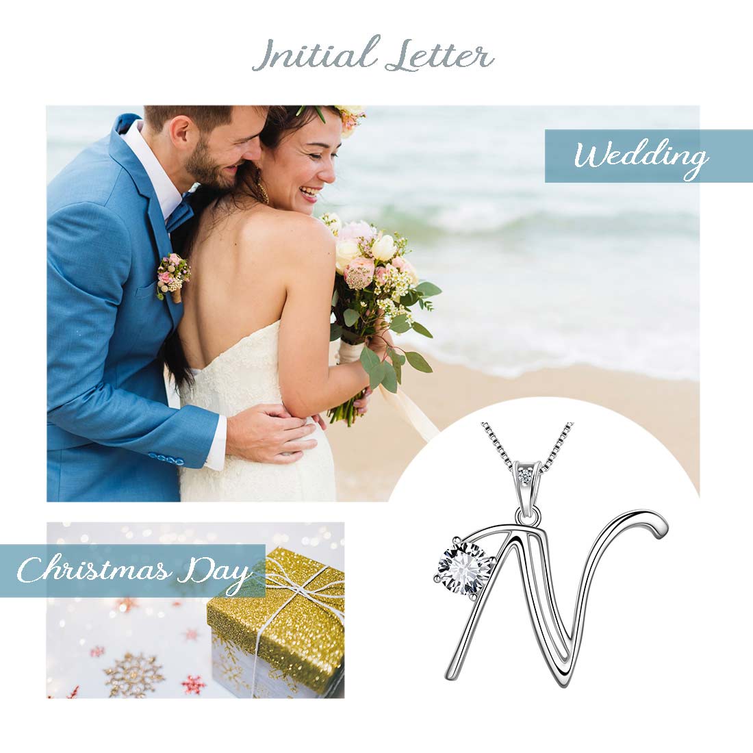 Women Letter N Initial Necklaces Sterling Silver - Necklaces - Aurora Tears Jewelry