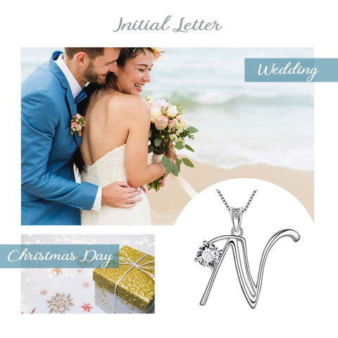 Women Letter N Initial Necklaces Sterling Silver - Necklaces - Aurora Tears Jewelry