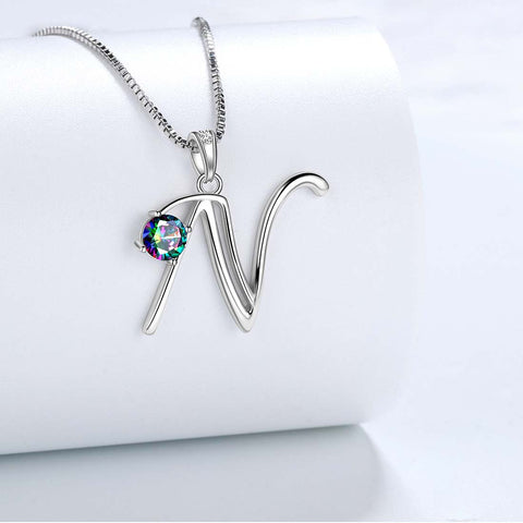 Women Letter N Initial Necklaces Sterling Silver - Necklaces - Aurora Tears Jewelry