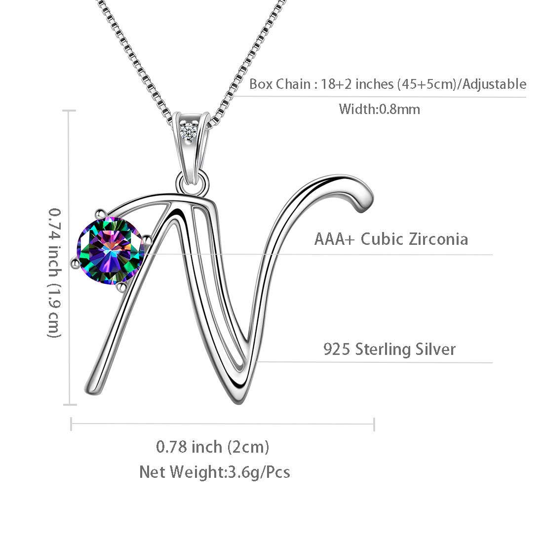 Women Letter N Initial Necklaces Sterling Silver - Necklaces - Aurora Tears Jewelry