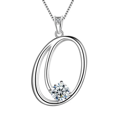 Women Letter O Initial Necklaces Sterling Silver - Necklaces - Aurora Tears Jewelry