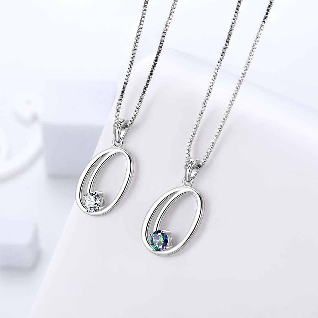 Women Letter O Initial Necklaces Sterling Silver Aurora Tears Jewelry