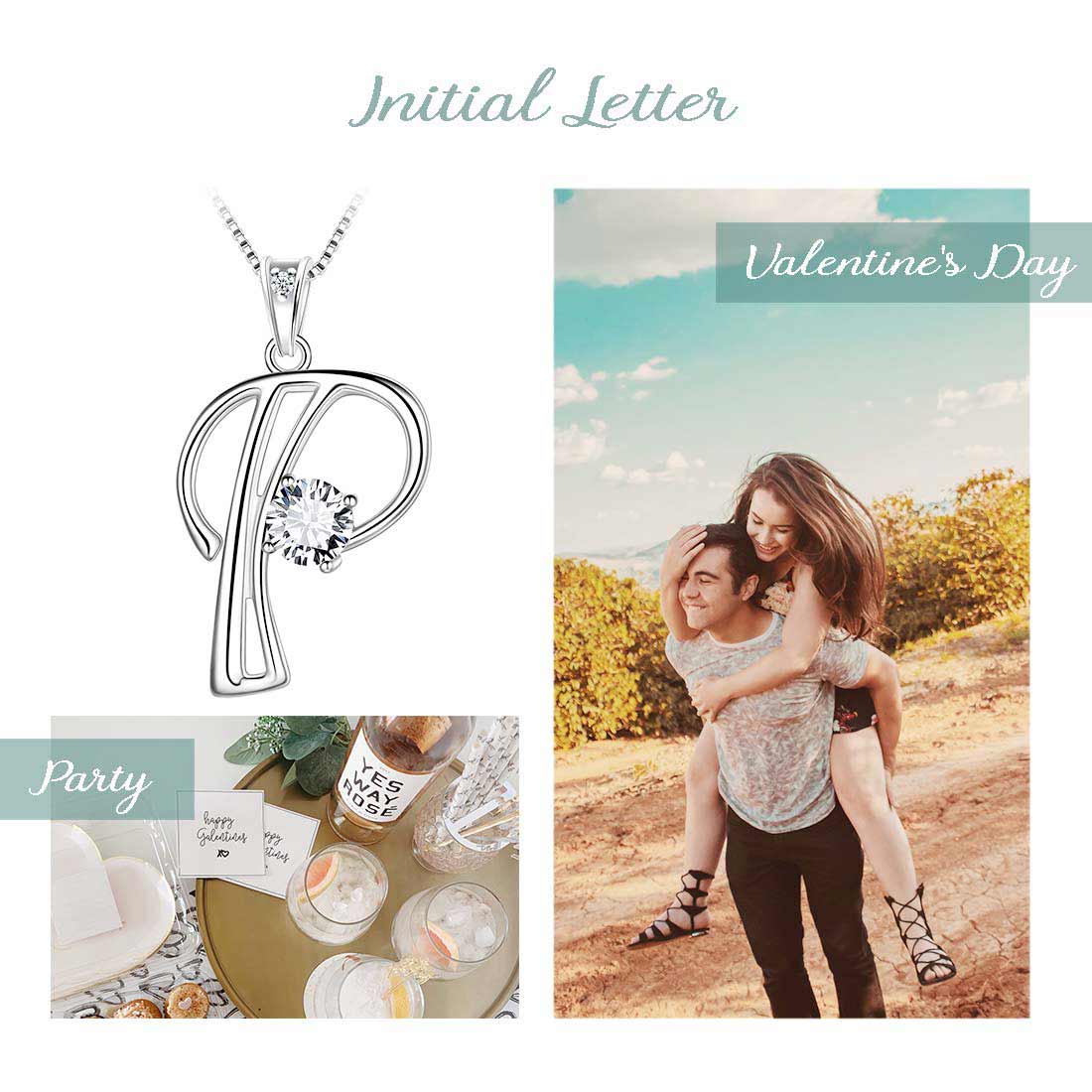 Women Letter P Initial Necklaces Sterling Silver - Necklaces - Aurora Tears Jewelry