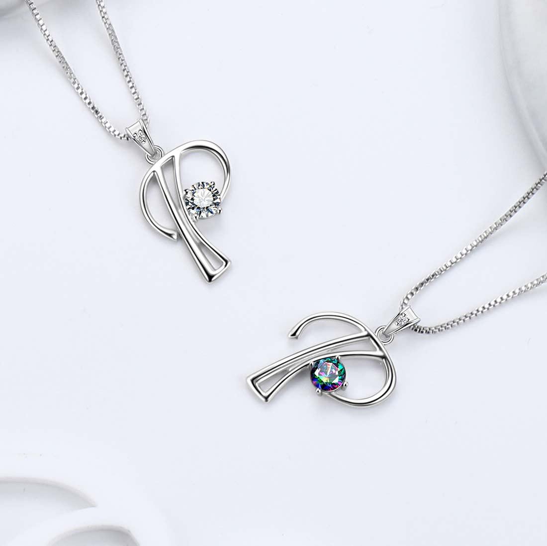 Women Letter P Initial Necklaces Sterling Silver Aurora Tears Jewelry