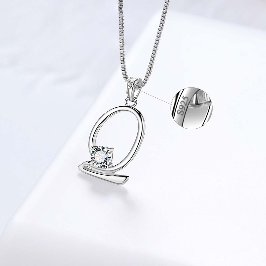 Women Letter Q Initial Necklaces Sterling Silver - Necklaces - Aurora Tears Jewelry
